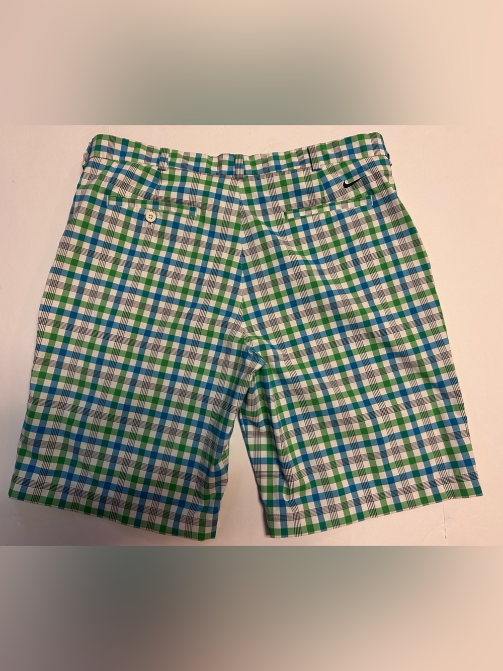 Nike Golf Plaid Shorts in Blue, Green & White
